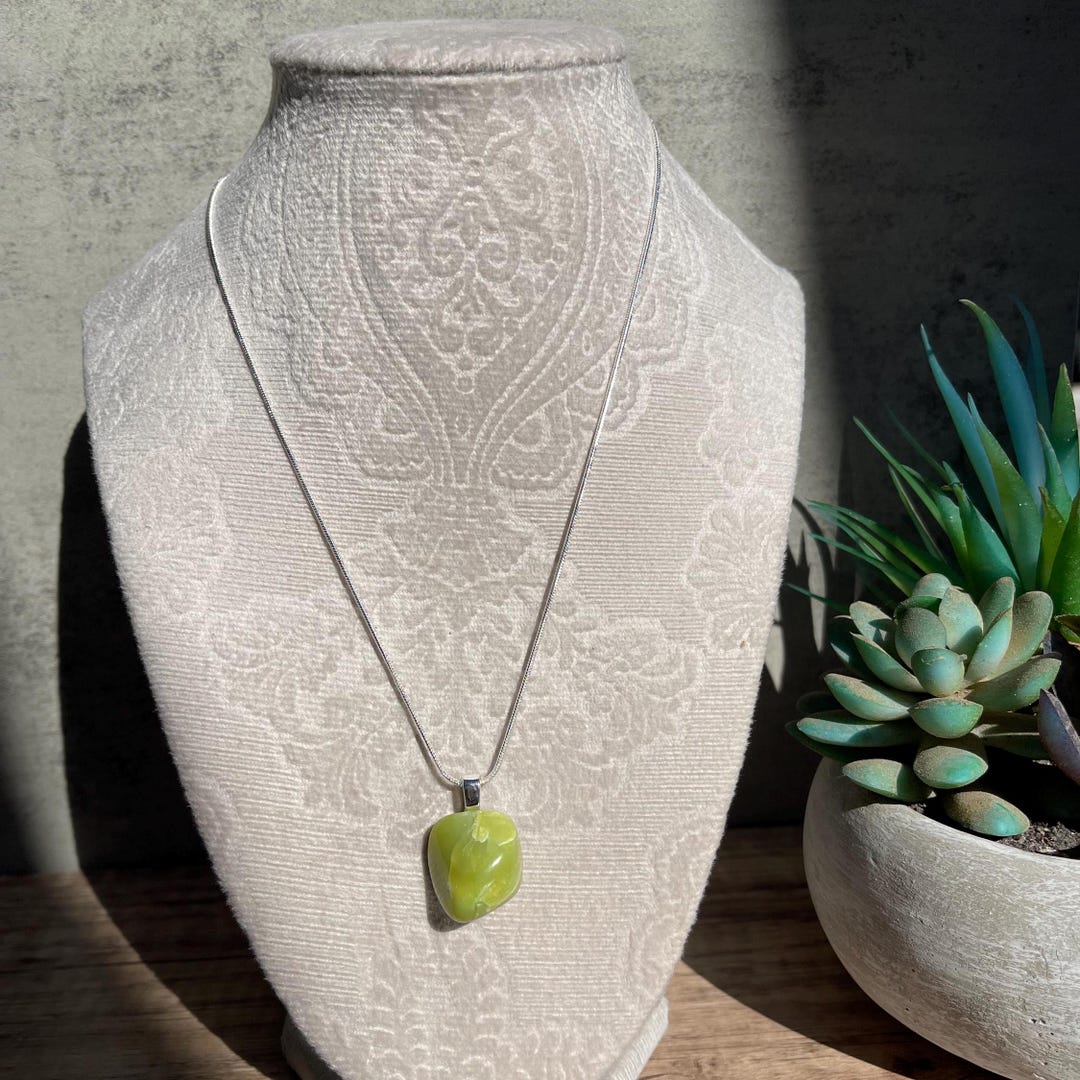 Tumbled Noble Serpentine Necklace, Polished Serpentine Pendant ...