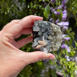 Stunning Black Chalcedony with Calcite and Stilbite, Druzy Natural Black Chalcedony, Crystal Collector Decor
