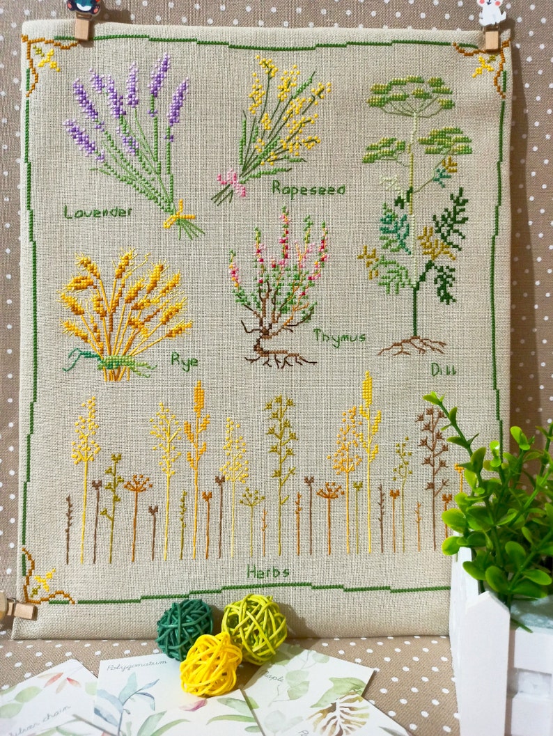Pattern Herb Sampler Vintage Flower Cross Stitch PDF Instant Etsy