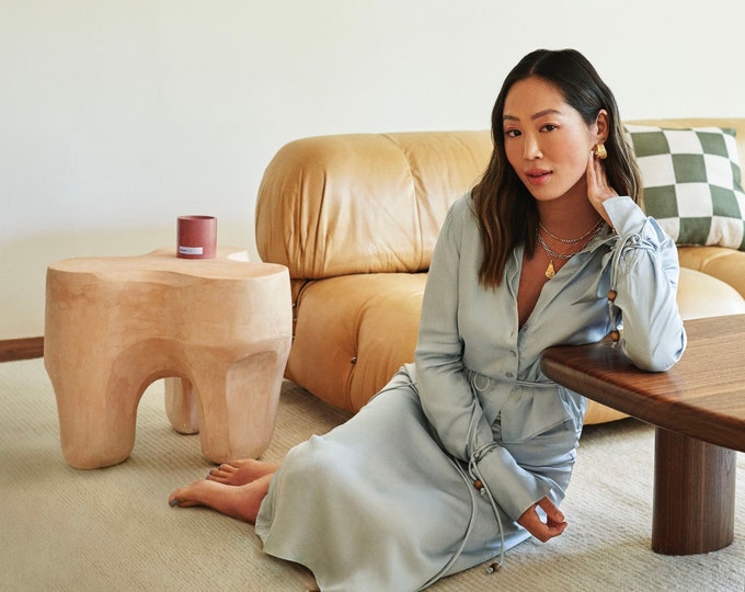 Aimee Song Creator Collab x Project Coax, handcrafted fragranced candles in 9oz cement vessel, vegan non-toxic, eco-friendly packaging.