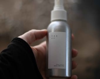 PROJECT COAX Room Linen Spray. [PTM] Pine. Tobacco. Musk. Hand bottled, non-toxic, vegan, Eco-friendly packaging.