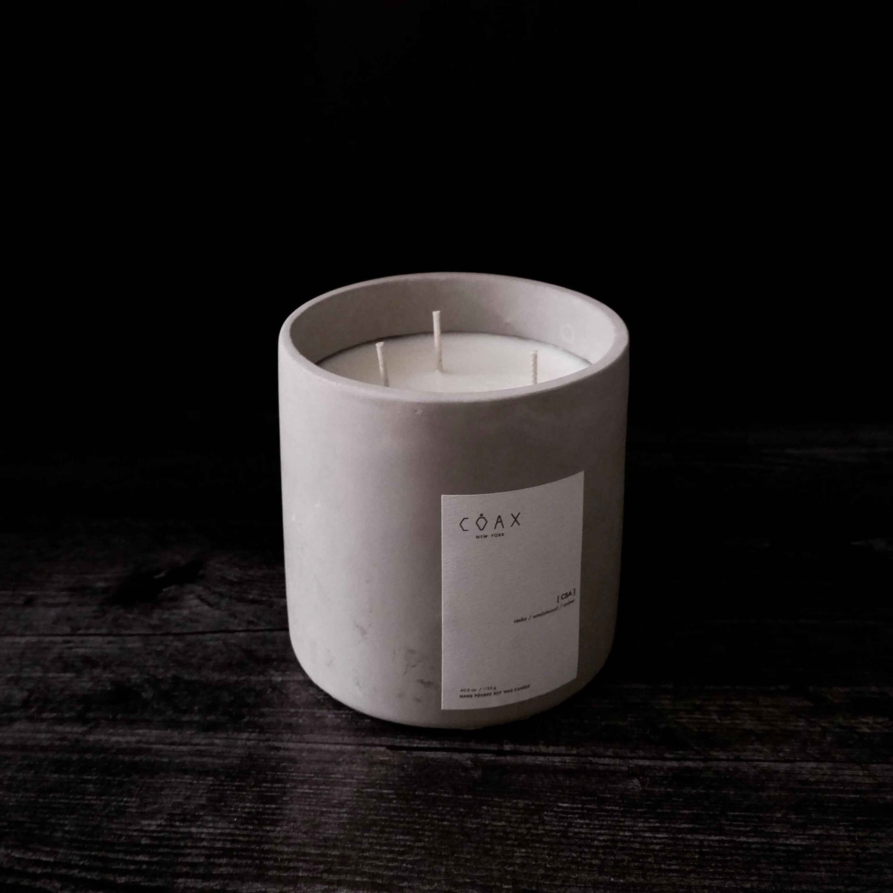 Concrete Candle By Coax | 40Oz Soy Wax 3 Wick 150+ Hour Burn Hand-Engraved Vessel Luxury Home Decor