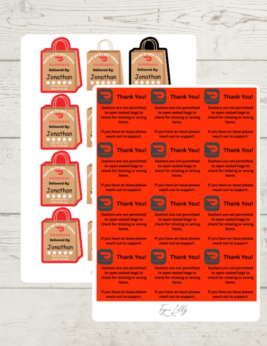 Custom Door Dasher Thank You Stickers Set - Etsy