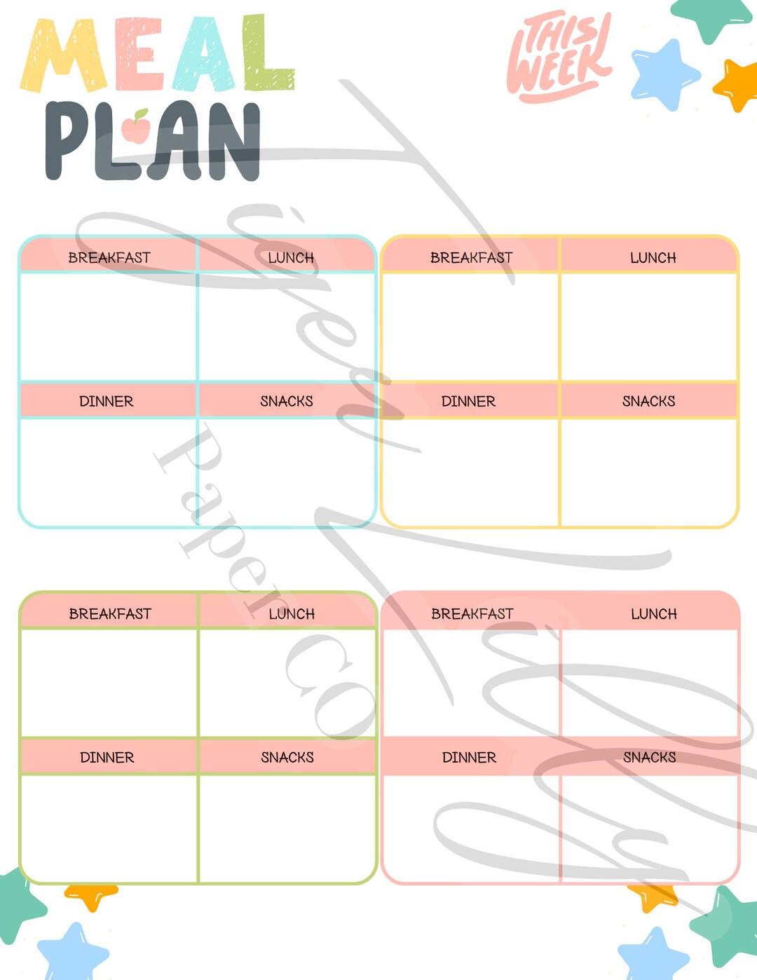 Meal Planner Digital Download - Etsy