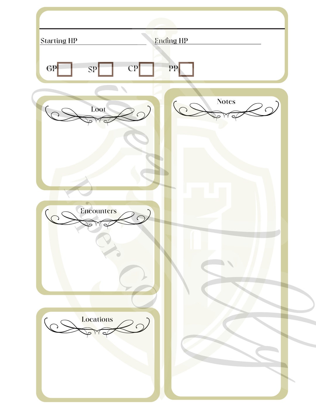Paladian DND Session Note Digital Download - Etsy