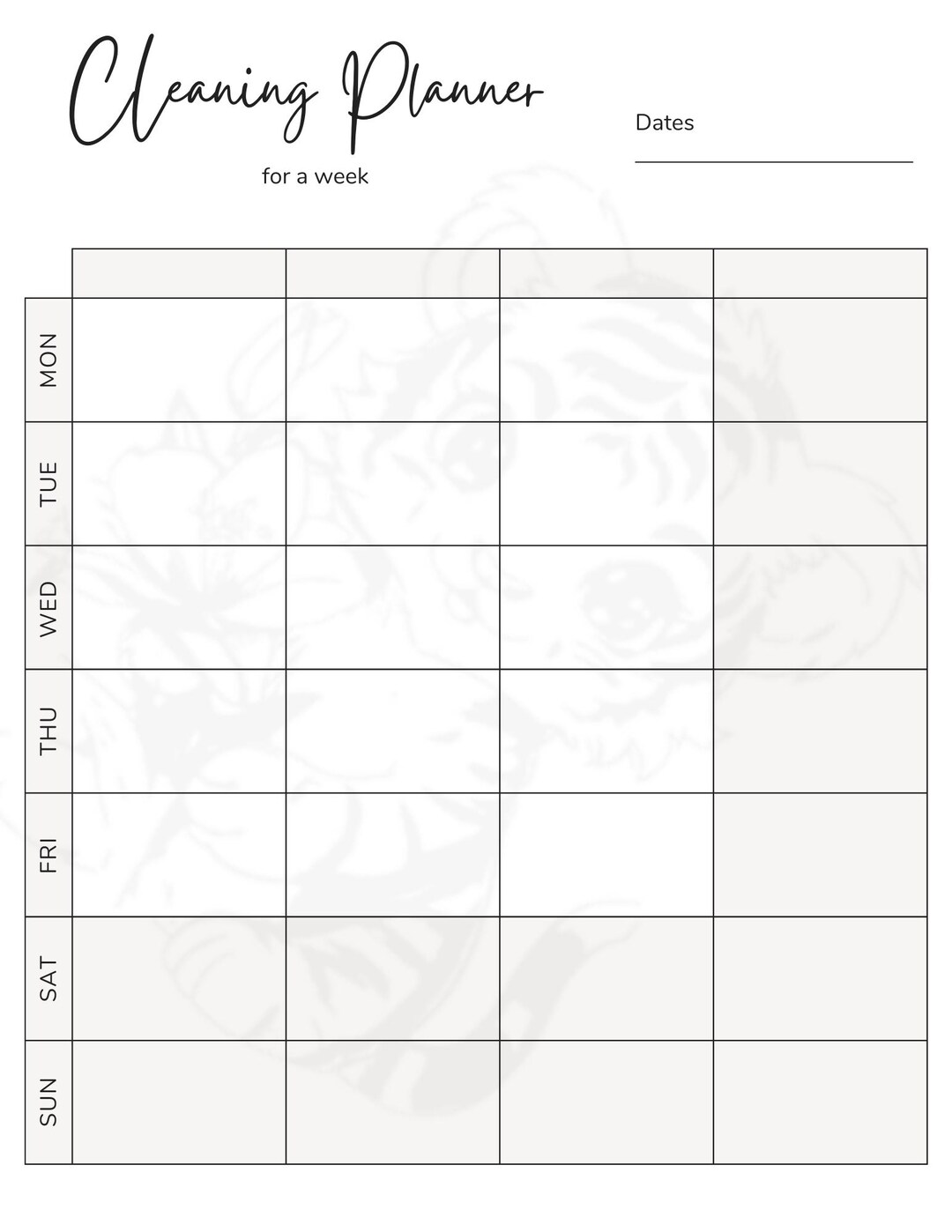 Weekly Clean Plan Printable Digital Download - Etsy