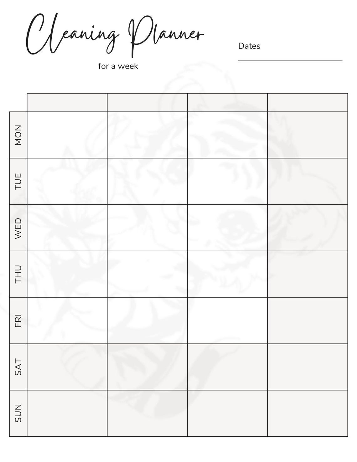 Weekly Clean Plan Printable Digital Download - Etsy
