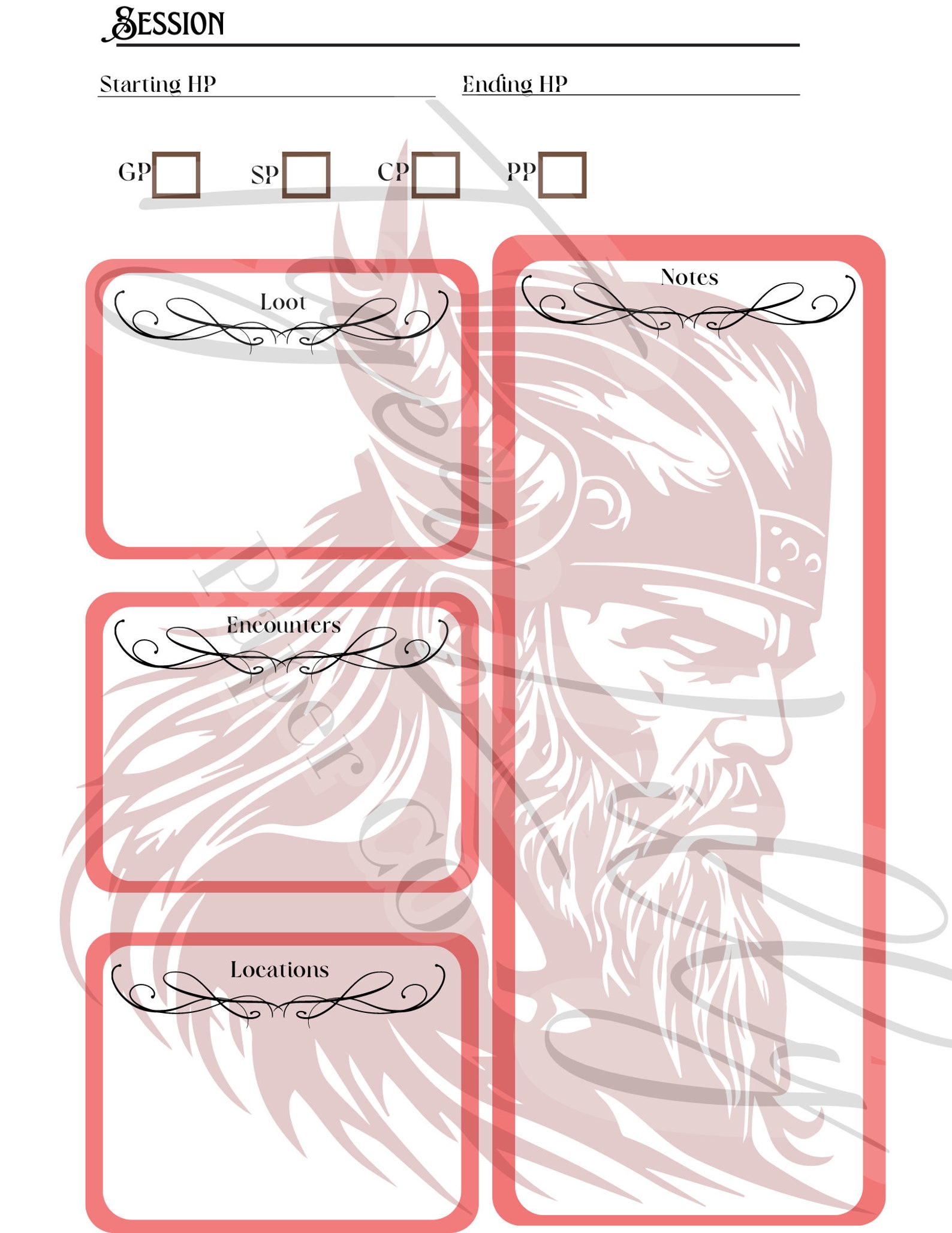 Dnd Note Layout Barbarian Class DND Session Note Digital Download - Etsy