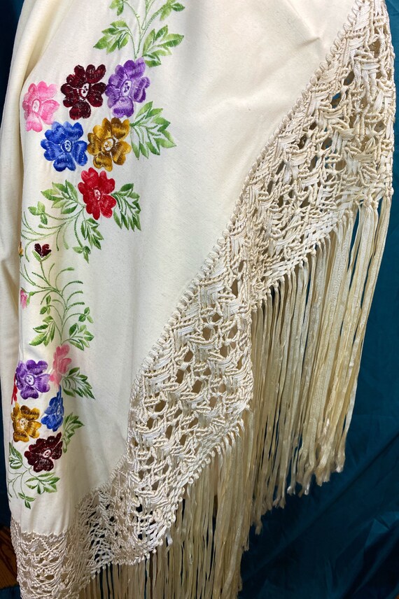 Antique Embroidered Edwardian Shawl and Vintage a… - image 8