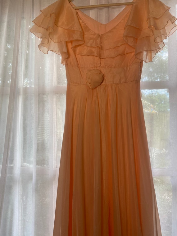 Vintage 30s peach chiffon ball gown 70s does 30s … - image 2