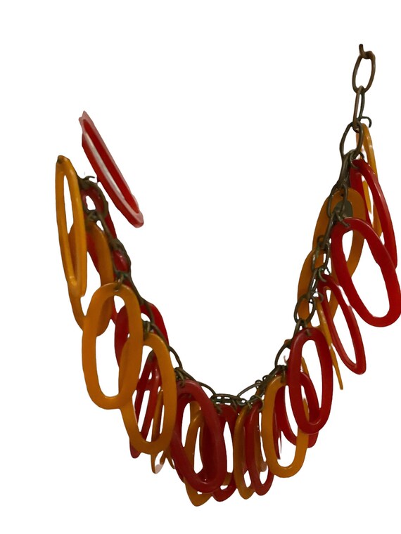 Vintage Bakelite charm necklace art deco red and … - image 4