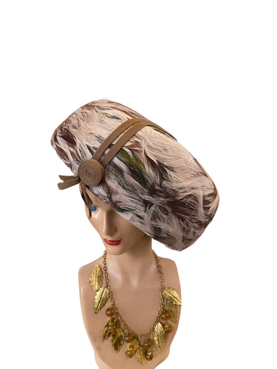 1960s Feather Pillbox Hat Richard Original Good … Gem