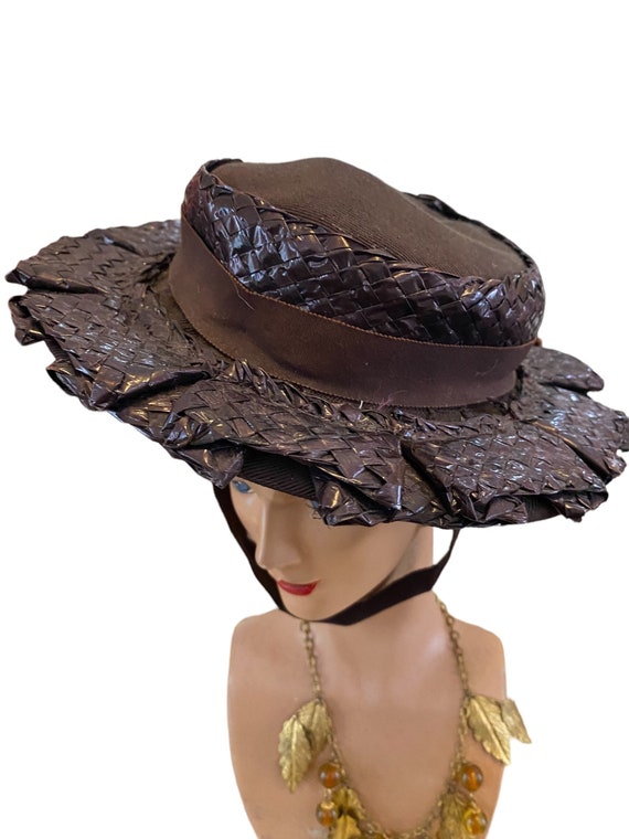 Vintage 1930s straw hat mini Gorgeous - image 7