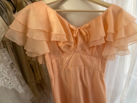 Vintage 30s peach chiffon ball gown 70s does 30s … - image 5