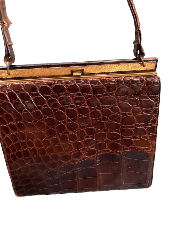 Vintage 1940s alligator purse handbag - image 2