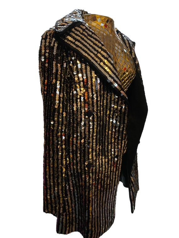 Vintage 70s designer Italian sequins silver and b… - image 5