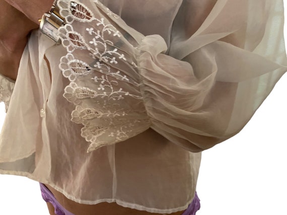 Vintage 40s sheer blouse, elegant, beautiful lace… - image 5
