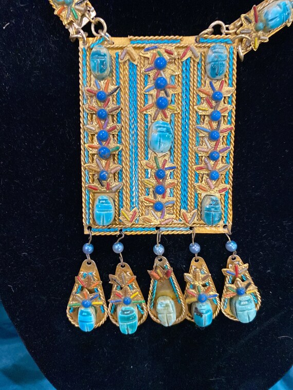 Vintage Egyptian scarab magnificent long 70s stat… - image 1