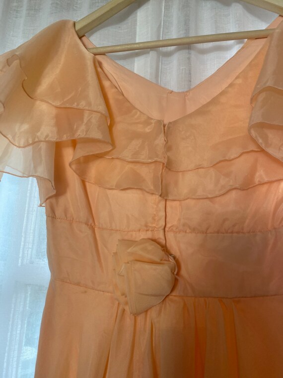 Vintage 30s peach chiffon ball gown 70s does 30s … - image 4