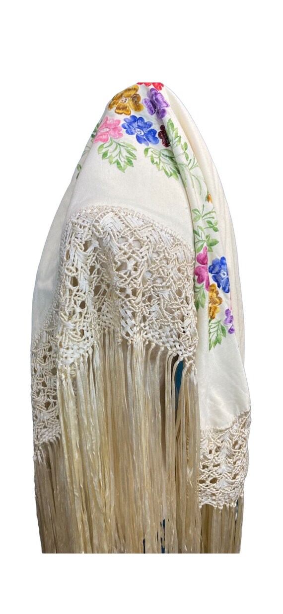 Antique Embroidered Edwardian Shawl and Vintage a… - image 1