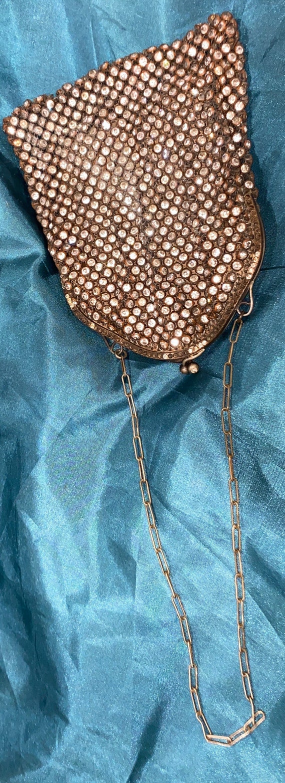 Vintage 20s flapper handbag evening rhinestone an… - image 4