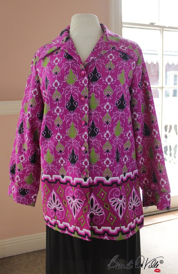 70s Psychedellic Blouse Large