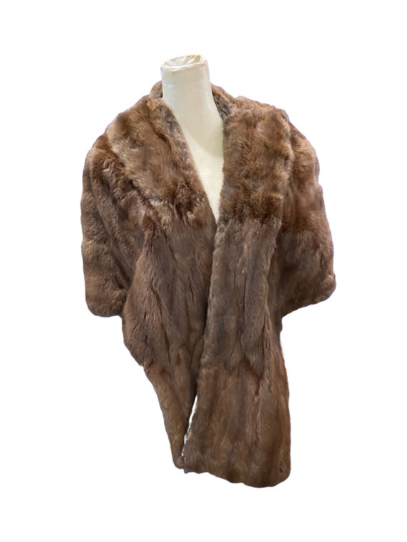 Vintage Mink Stole 40s Brown Stunning Satin Lining