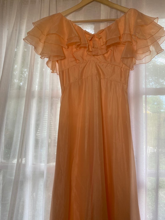 Vintage 30s peach chiffon ball gown 70s does 30s … - image 6