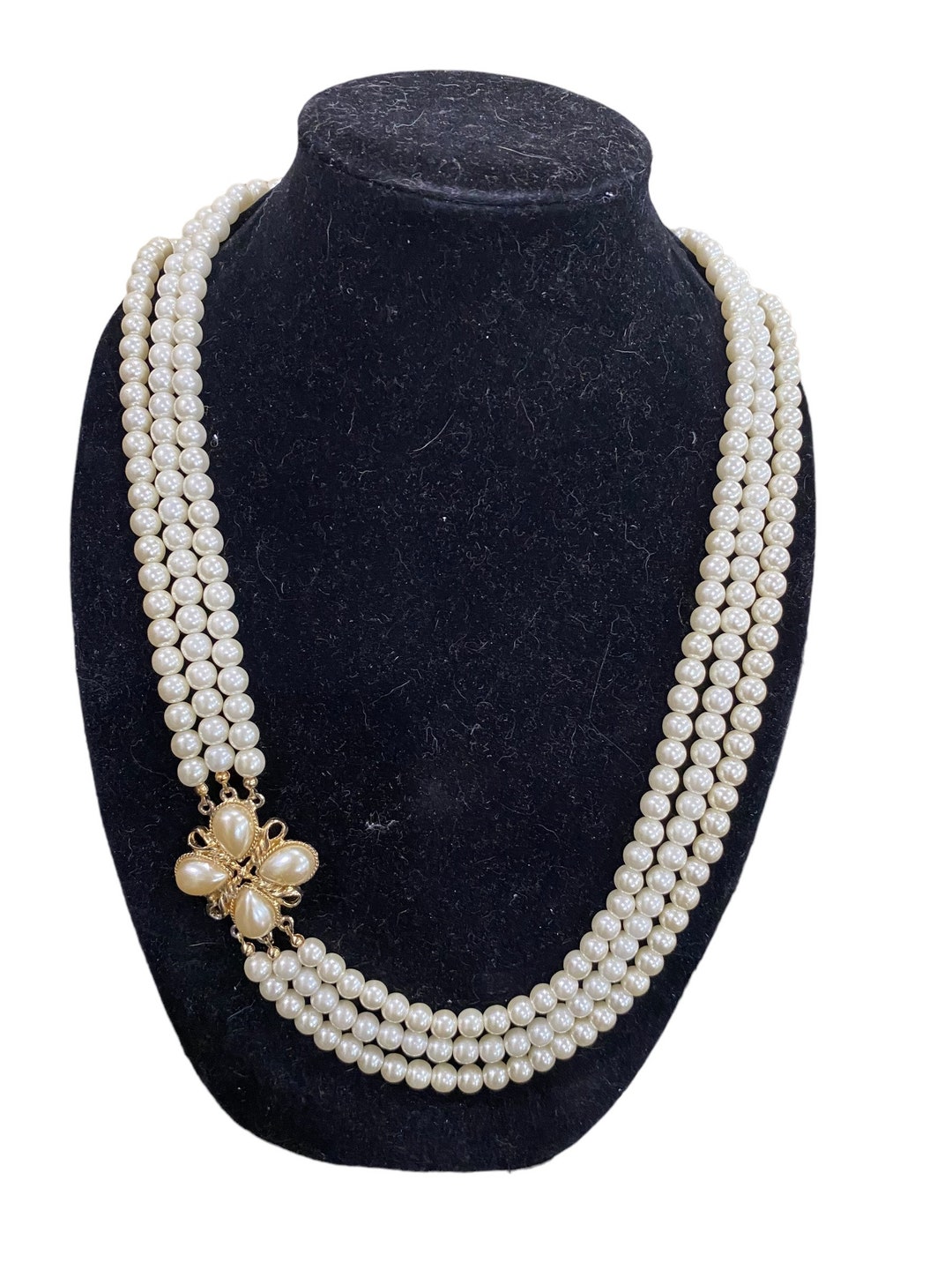 Vintage Multi Strand Pearl Necklace With Cross Enhancement Etsy