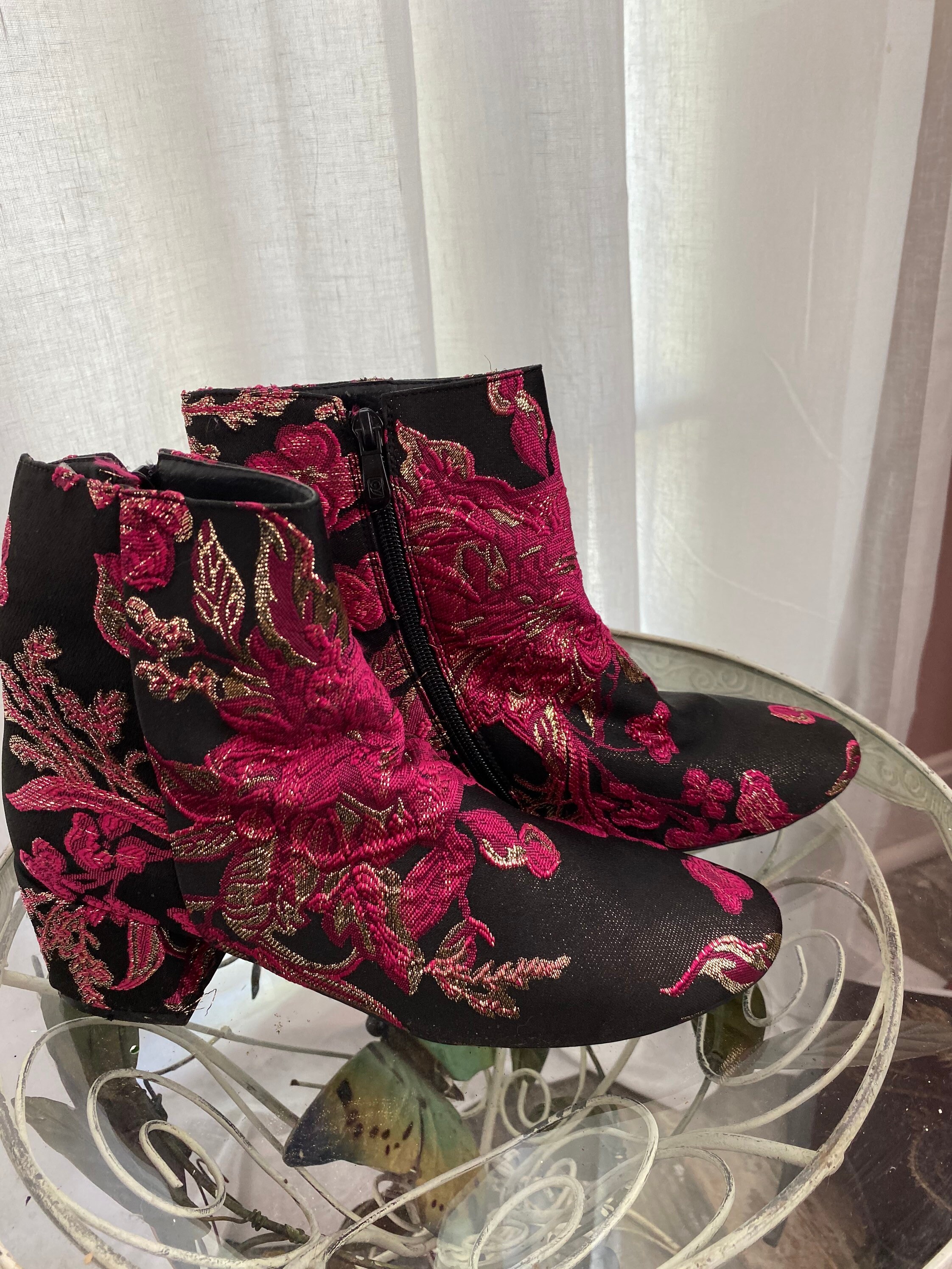 embroidered floral booties