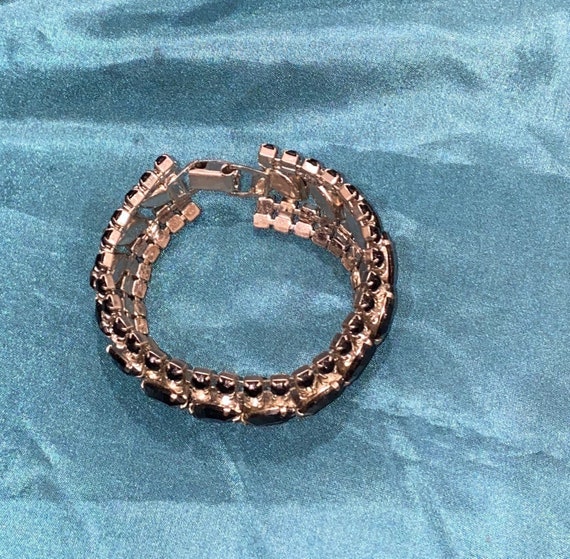 Vintage 50s Rhinestone Black Bracelet - image 3