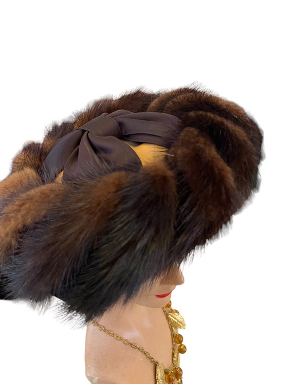 Vintage mink hat fascinator 1950s - image 5