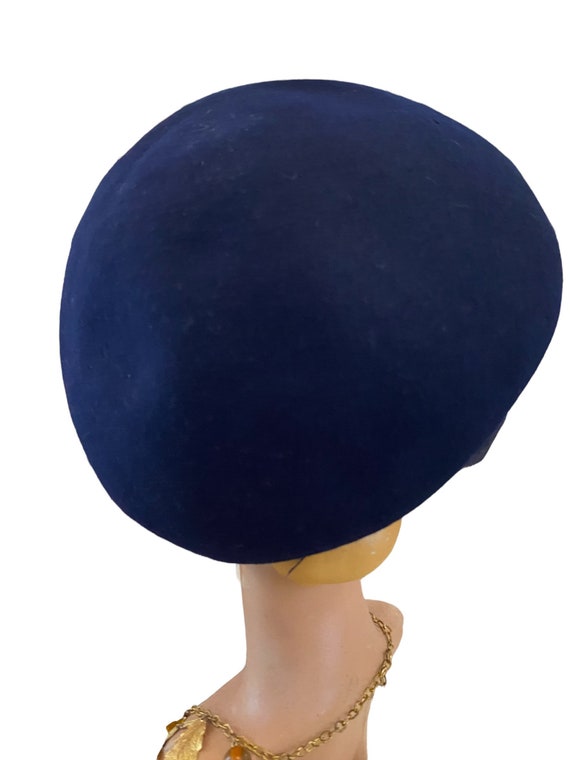 Vintage 40s beret navy blue gorgeous Deco avant-g… - image 2