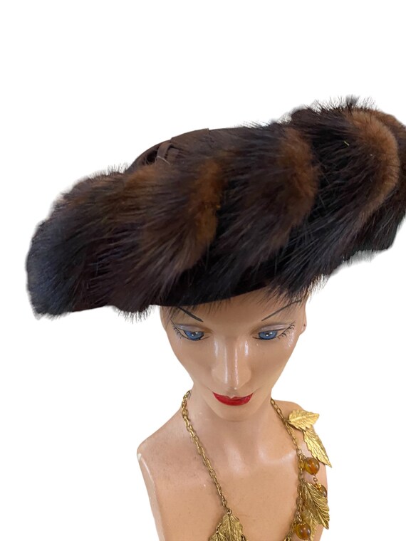 Vintage mink hat fascinator 1950s - image 9