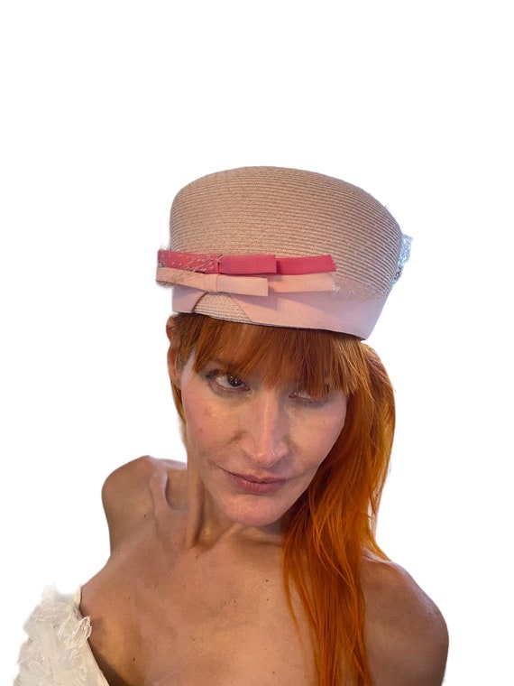 Vintage 60s pink hat pillbox Jackie O