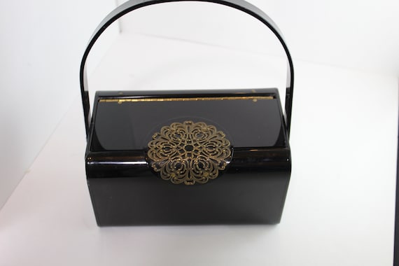 Black Lucite Box Purse 40s