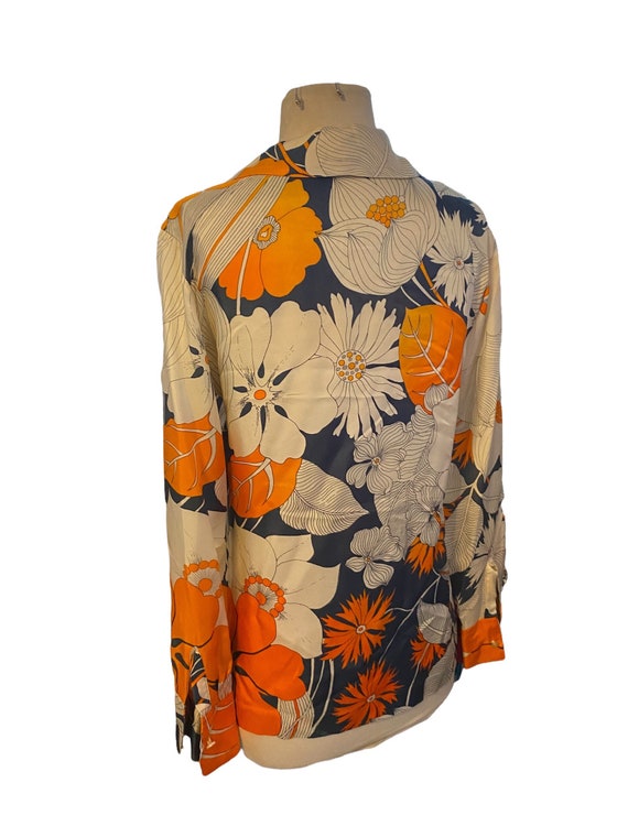 Vintage 70s floral psychedelic blouse medium - image 2