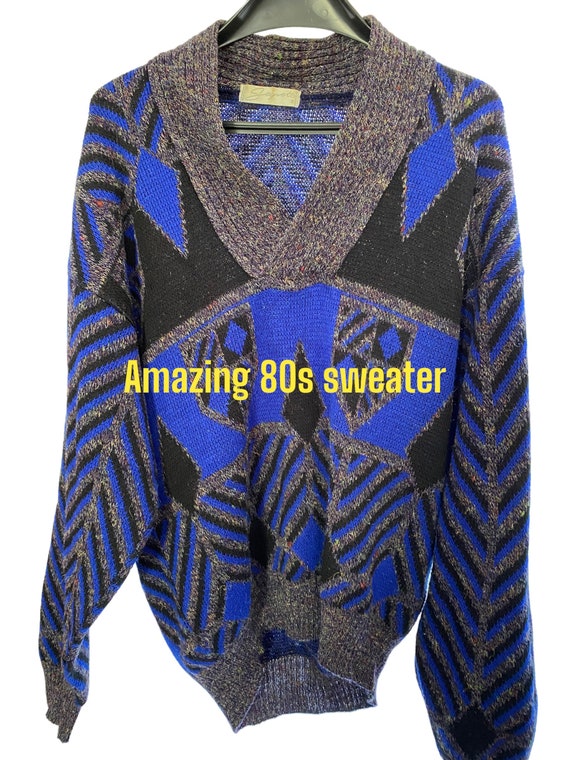 Vintage 80s sweater graphic amazing oversized ver… - image 1