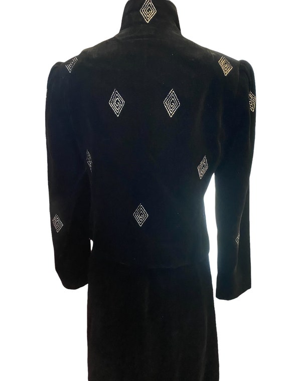 Vintage Louis Feraud 80s velvet beaded suit 40s s… - image 1