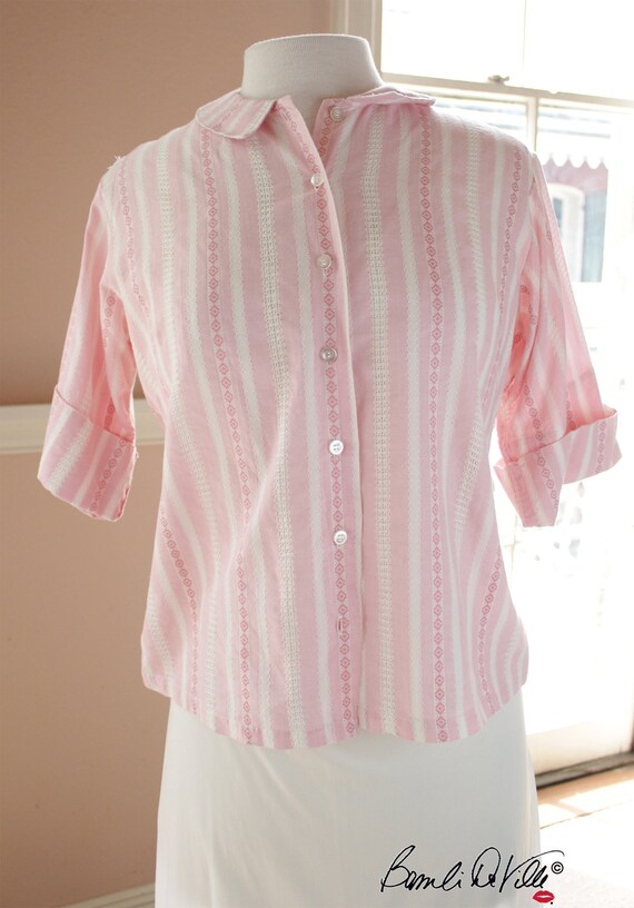 Pink 60s Blouse Peter Pan Collar