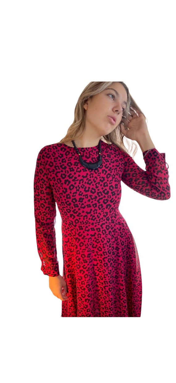 Vintage sheer cheetah button dress ^^^ L