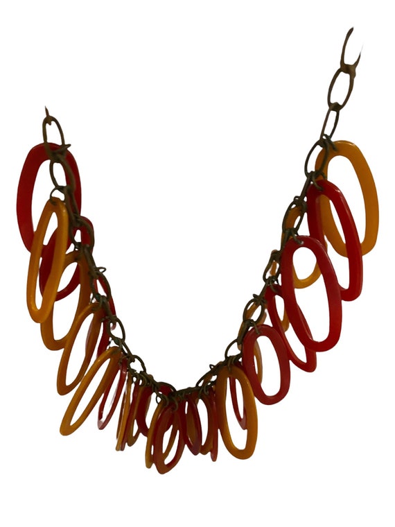 Vintage Bakelite charm necklace art deco red and … - image 5