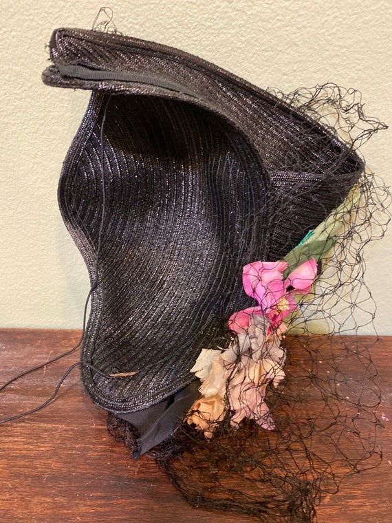 40s vintage hat floral netting fascinator - image 4