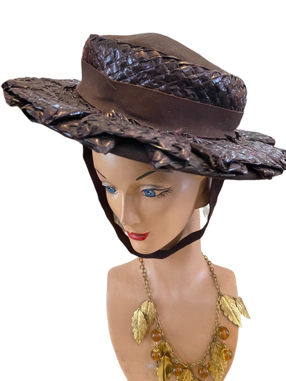 Vintage 1930s straw hat mini Gorgeous - image 1