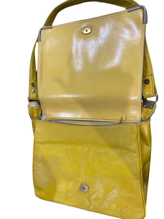 Vintage 70s yellow shoulder bag leather super cool - image 3