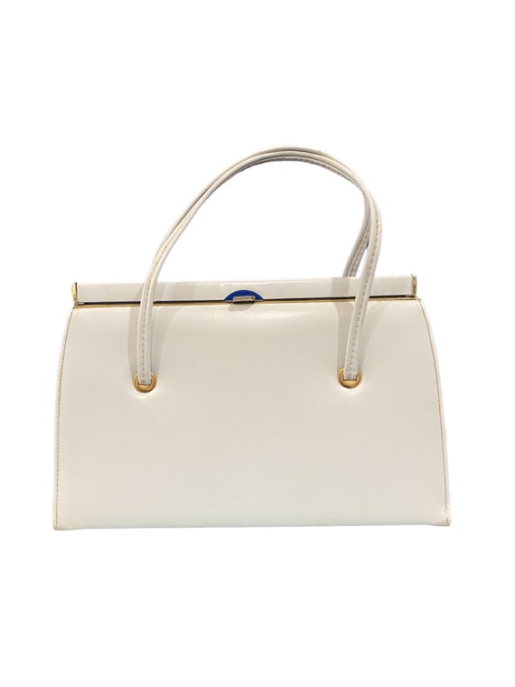 Vintage 50s oversized kelly style handbag white go