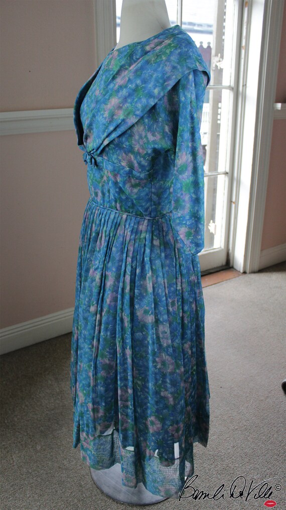 Chiffon Tulle 50s Party Dress Vintage