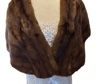 Vintage 50s Mink Stole on Brown mahogany beautiful