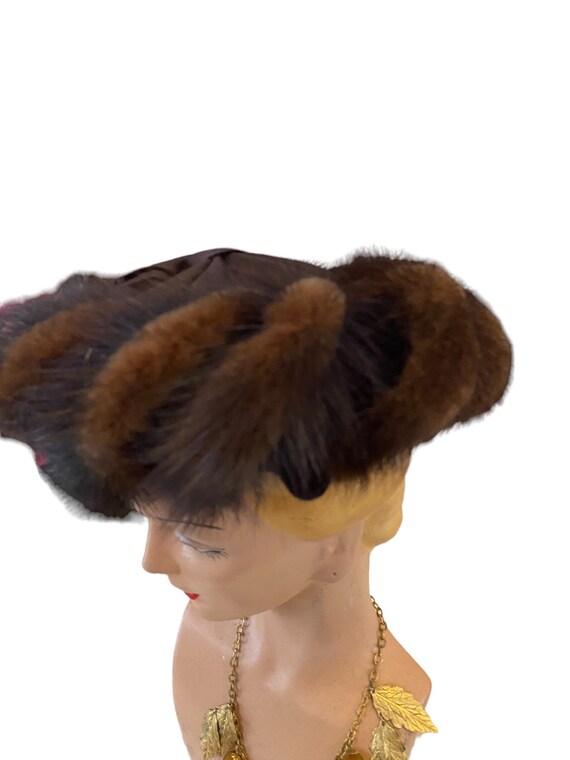 Vintage mink hat fascinator 1950s - image 3