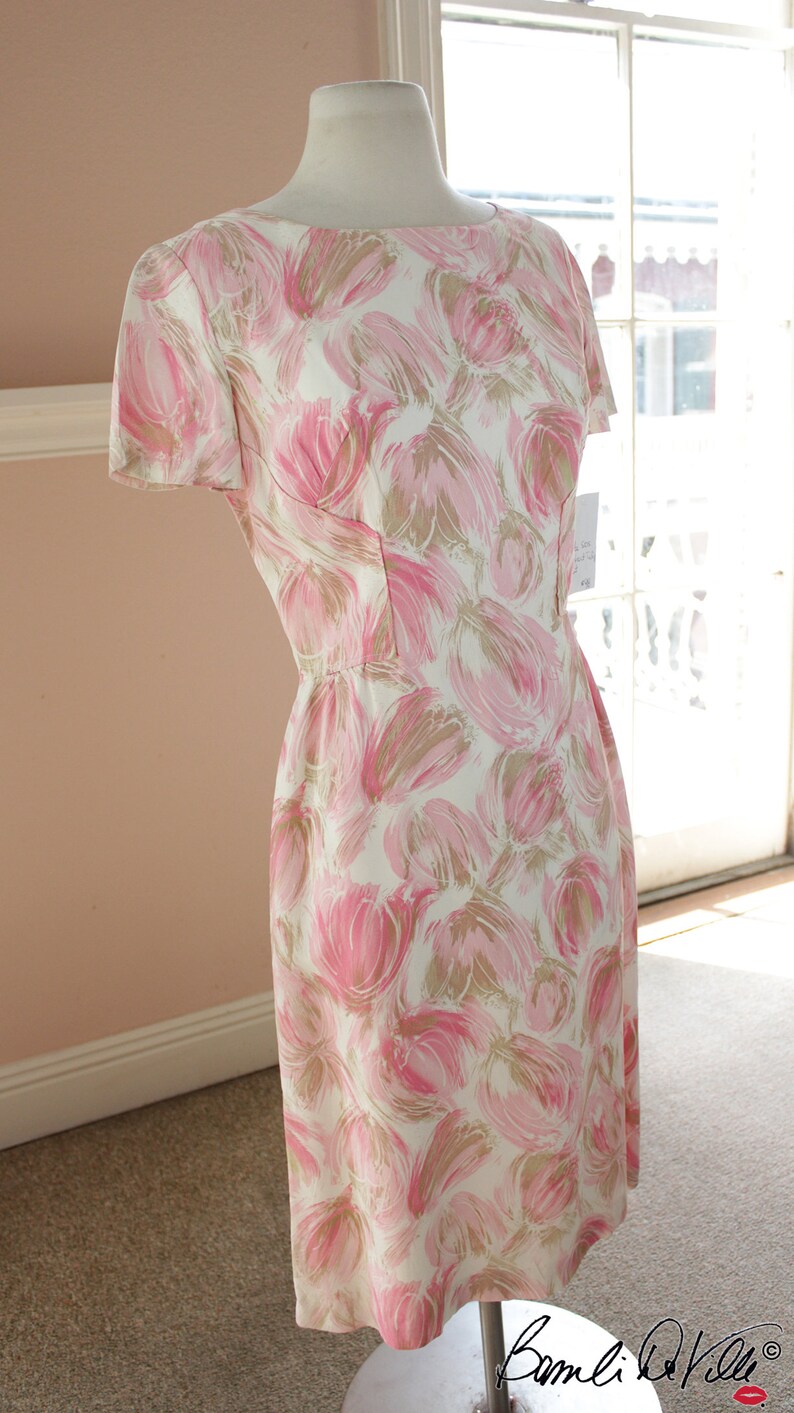 Vintage Mod Pink Floral 50s 60s image 6